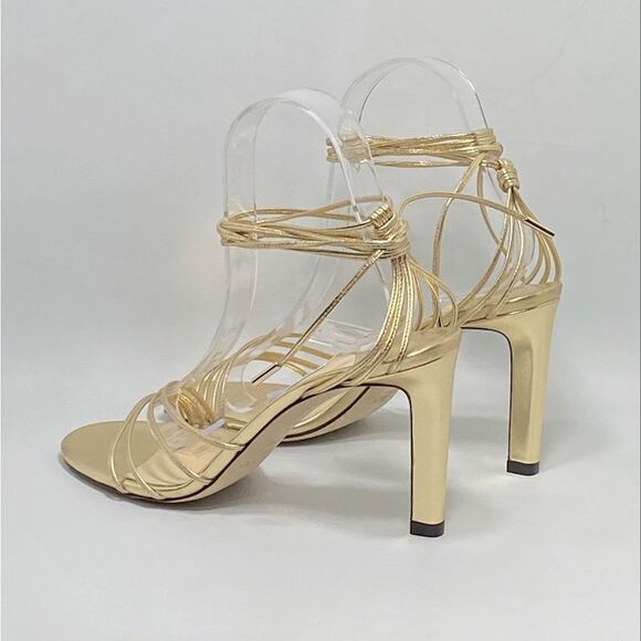 Jimmy Choo Antia Metallic Leather Ankle-Tie Sandals size 37.5 - Picture 6 of 12